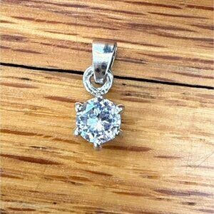 Silver Tone Round Cubic Zirconia Pendant